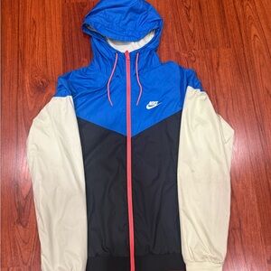 Nike Men's Blue, Black, and Cream Windbreaker